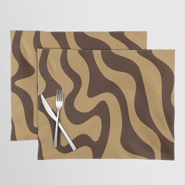 70s Abstract Retro Swirl Print -  Bistre and  Aztec Gold Placemat
