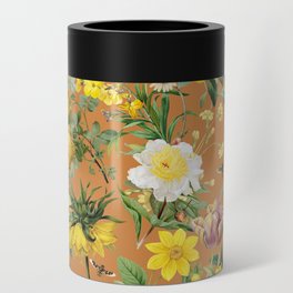 Blooming Garden - Warm Colors Botanical Illustration collage Can Cooler