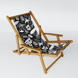 Black and White Surfing Summer Beach Objects Seamless Pattern  Sling Chair
