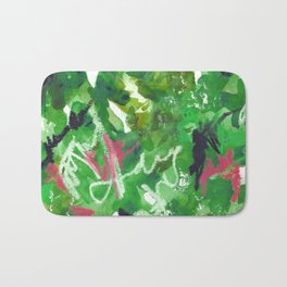 Green Abstract Mixed-Media: Nature Bath Mat | Pink, Colorful, Painting, Scribbling, Newdesign, Unique, Watercolor, Artsy, Modern, Mixed Media 