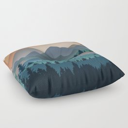 endless mountains silhouette Floor Pillow