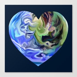 Planet Earth Love Heart Canvas Print