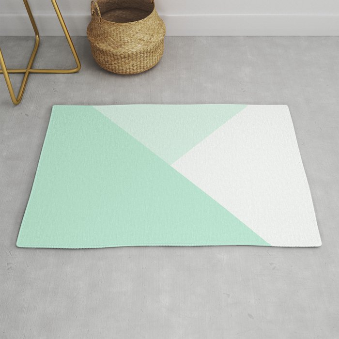 Mint Green Geometric Triangle Solid Color Block Spring Summer Rug