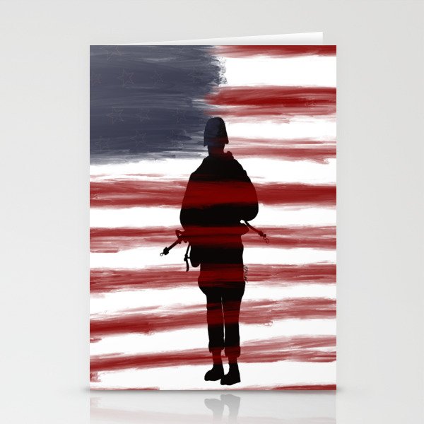 soldier and flag patriotic stationery cards by melindatodd society6
