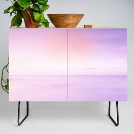 Calmness in pink and blue at ocean, horizon and smooth surface Credenza