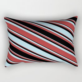 [ Thumbnail: Light Blue, Brown, and Black Colored Stripes/Lines Pattern Rectangular Pillow ]