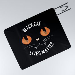 Black Cat Lives Matter Halloween Cat Lover Picnic Blanket