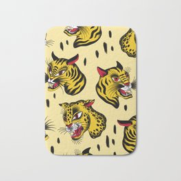 Tiger Bath Mat | Curated, Tiger, Illustration, Tattoo, Design, Drawing, Classic, Traditional, Wild, Pattern 