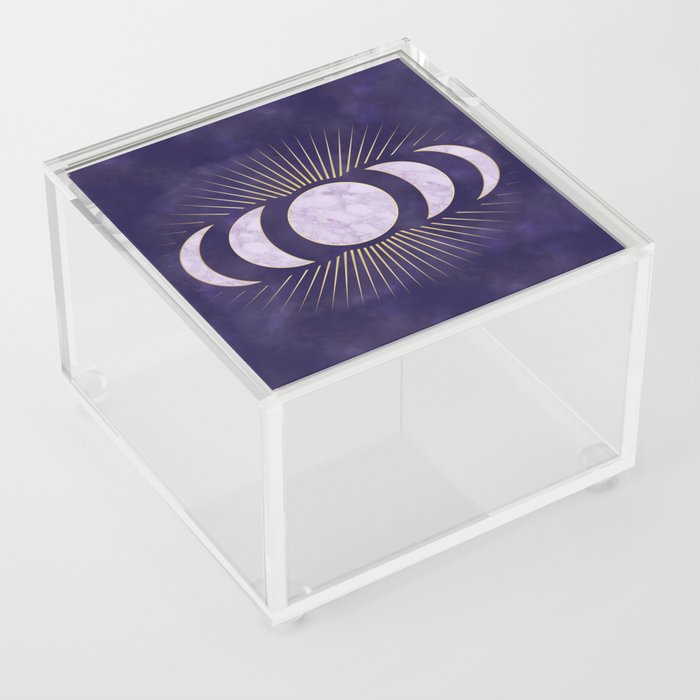 Witchy Purple Moon Phases Acrylic Box