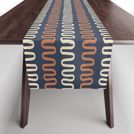 Abstract Shapes 236 in Navy Beige Orange (Snake Pattern Abstraction) Table Runner