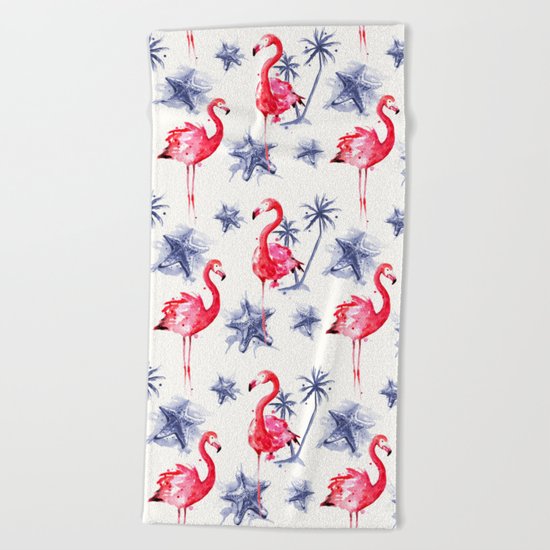 Beach Flamingos Beach Towel