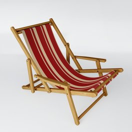 [ Thumbnail: Tan and Dark Red Colored Lines/Stripes Pattern Sling Chair ]