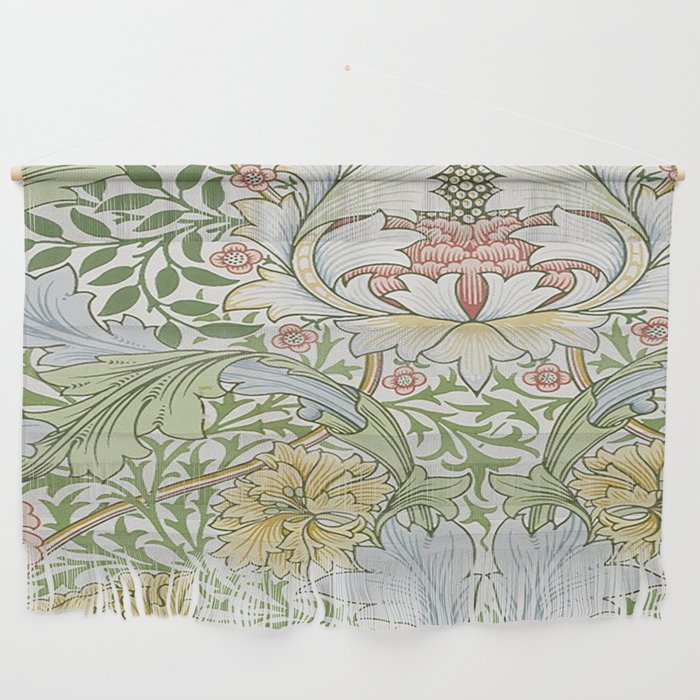 William Morris Myrtle Pattern, Vintage Victorian Blue And Green Floral Botanical  Wall Hanging