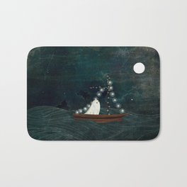 Ghost Boat Ride Bath Mat | Adventure, Digital, Dark, Cute, Light, Haunt, Ocean, Sea, Moon, Sail 