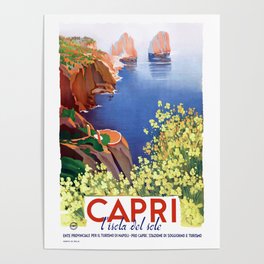 1948 Italy CAPRI The Island of Sun Travel Poster Poster