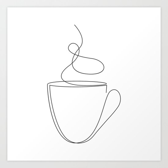coffee or tea cup - line art Art Print by dronathan | Society6