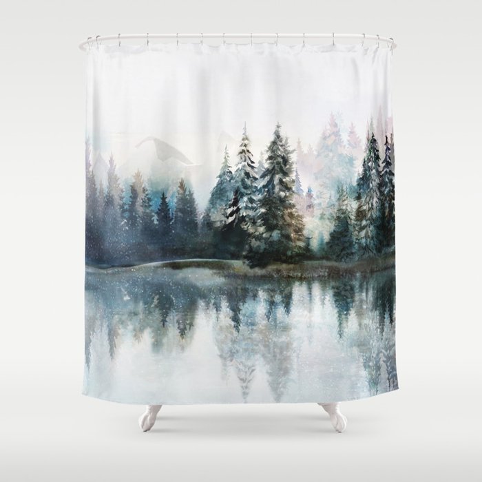 Winter Morning Shower Curtain by Nadja | Society6