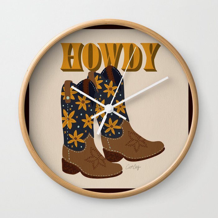Howdy Cowgirl – Navy & Suede Wall Clock