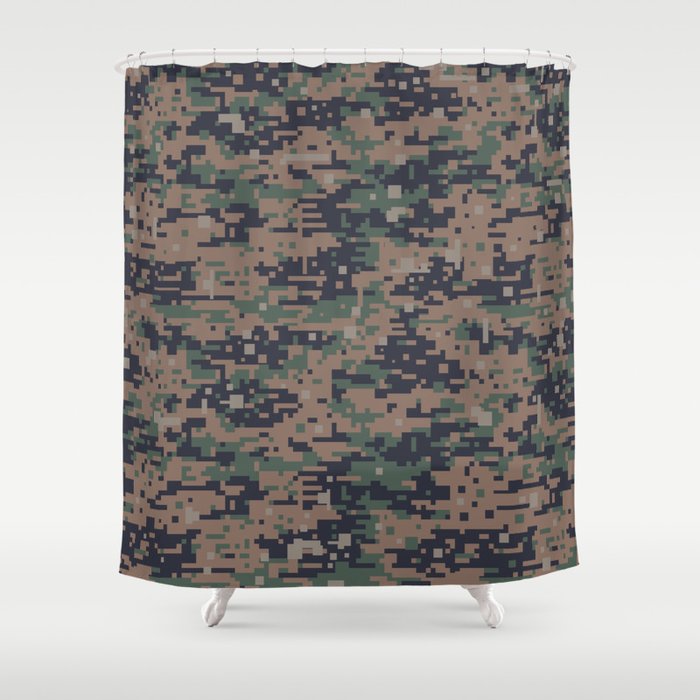 Marines Digital Camo Digicam Camouflage Military Uniform Pattern Shower Curtain