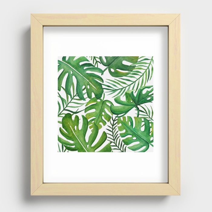 Tropical Jungle Palm Leaves Recessed Framed Print