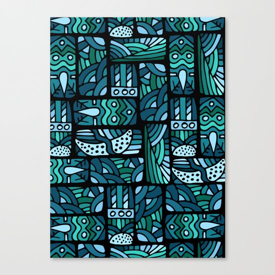 Ethnic blue pattern Canvas Print