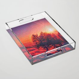 Cute canvas art print sunset mountains Acrylic Tray
