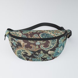 Brown Turquoise Paisley Floral Fanny Pack