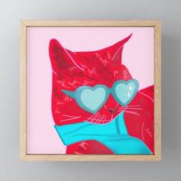 The dreaming cat Framed Mini Art Print