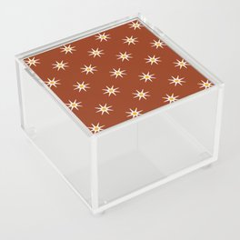 Atomic mid century retro star flower pattern in burnt orange background Acrylic Box