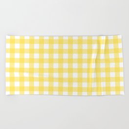 Yellow gingham pattern Beach Towel