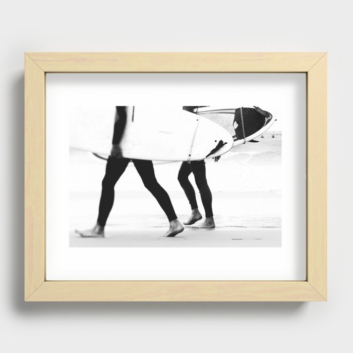 Catch a Wave Print - abstract black white surf board photography - Cool Surfers Print - Beach Decor Recessed Framed Print