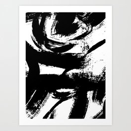Black and White Brush Strokes Art Print