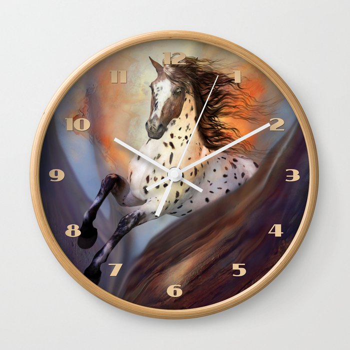 Wild Horse Wall Clock by Simone Gatterwe | Society6