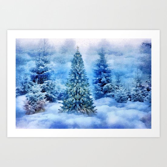 Christmas tree scene Art Print