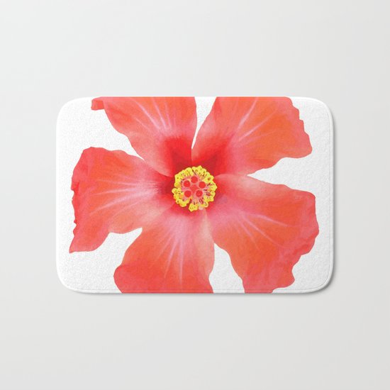 Tropical Hibiscus Flower Vector Bath Mat