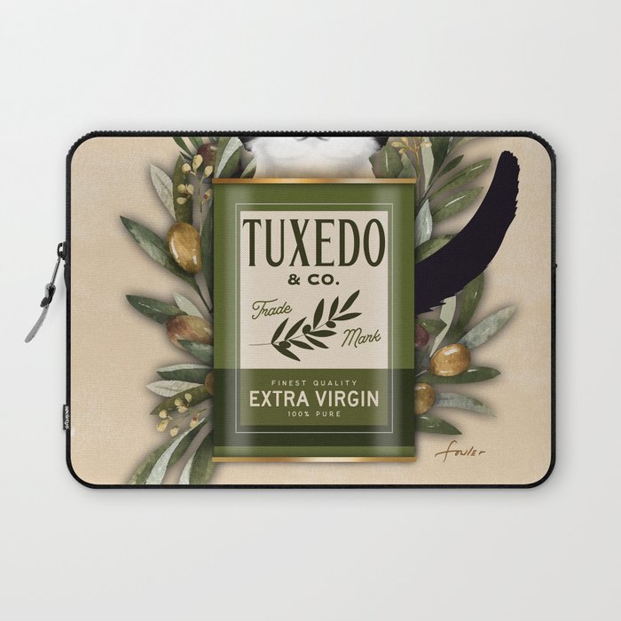 tuxedo cat olive oil kitchen chef cooking cook decor art  Laptop Sleeve