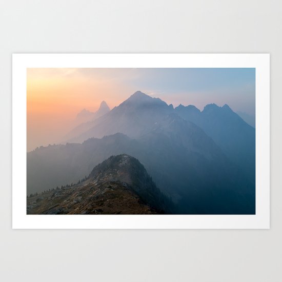 Pastel sunset peak Art Print