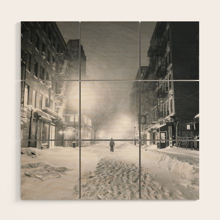Alone In A Blizzard New York City Wood Wall Art By Newyorkphotography
