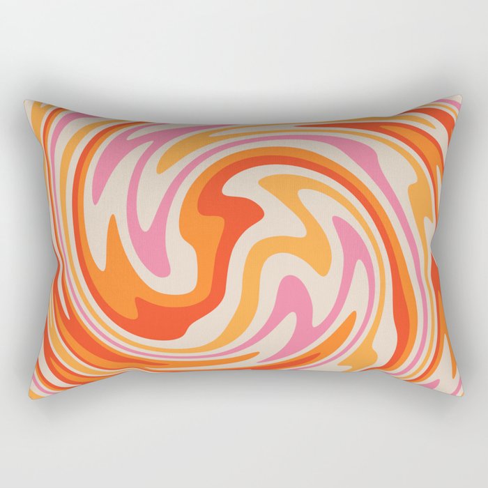 70s Retro Swirl Color Abstract Rectangular Pillow