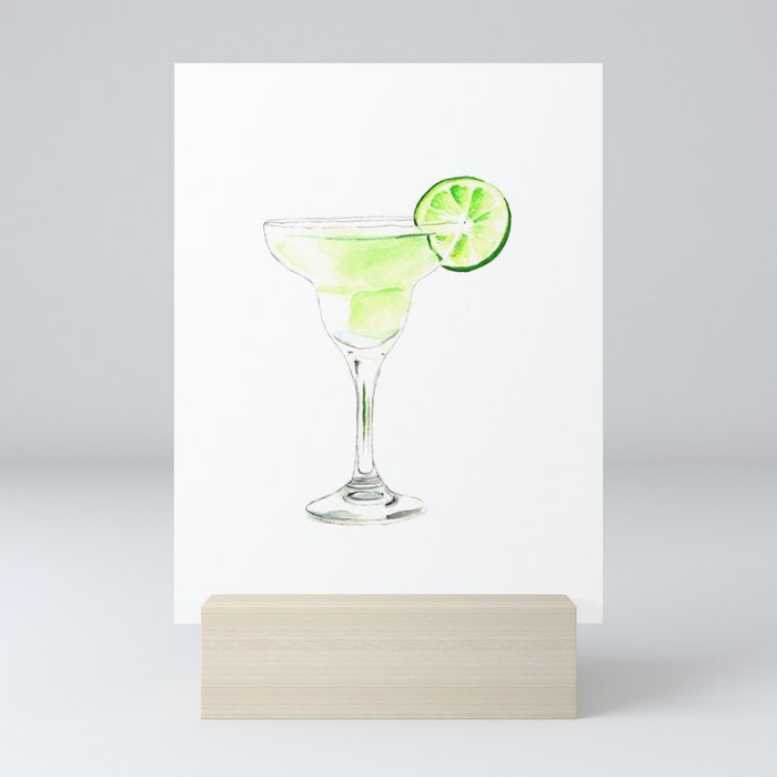 Cocktails. Watercolor Painting. Margarita Mini Art Print