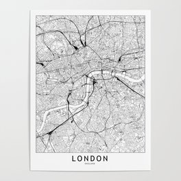 London White Map Poster