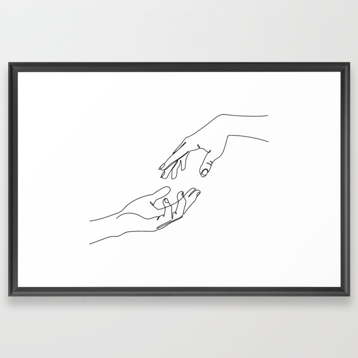 Hands Line Art Framed Art Print