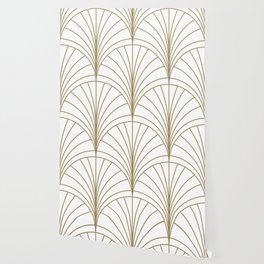 Round Series Floral Burst Gold on White Wallpaper