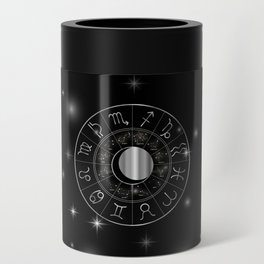 Zodiac astrology wheel Silver astrological signs with moon and stars Can Cooler