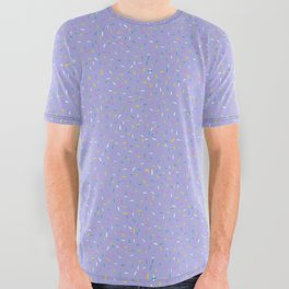 Colorful Sprinkles Small-Scale Pattern on Lavender Background  All Over Graphic Tee