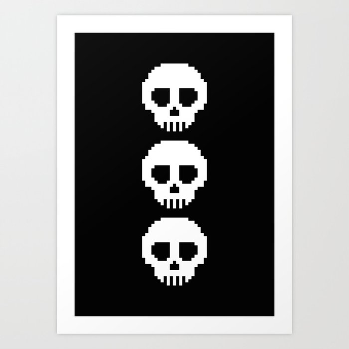 Pixel Skulls Black Art Print By Lisabdesign Society6 Ram skull (minecraftian pixel art) by cafhin on deviantart. pixel skulls black art print by lisabdesign
