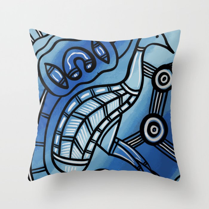 Authentic Aboriginal Art - Emu Throw Pillow