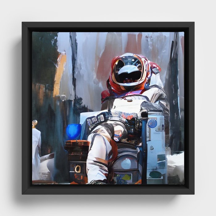 Abstract Astronaut Framed Canvas