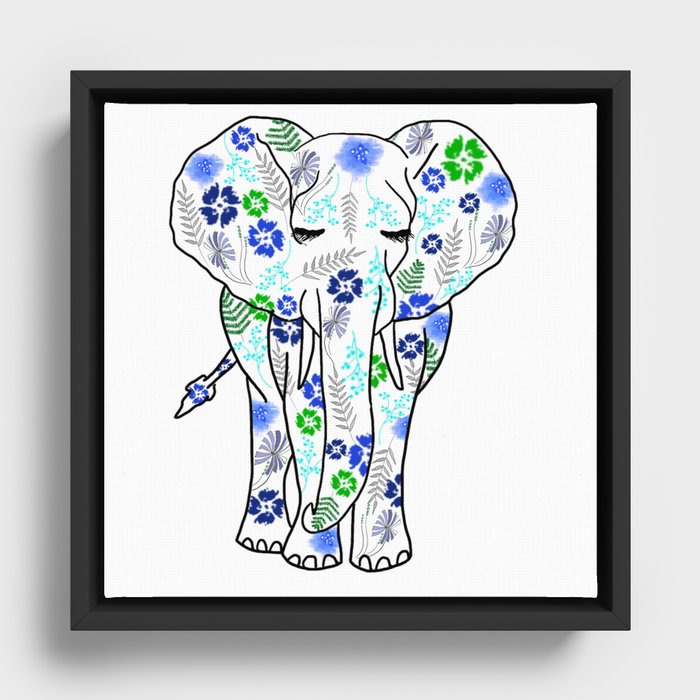 Blue Elephant Framed Canvas