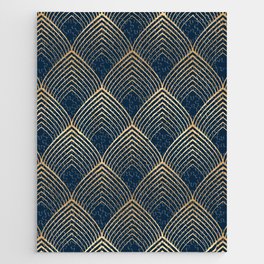 Navy and Gold Geo Art Deco Pattern Jigsaw Puzzle